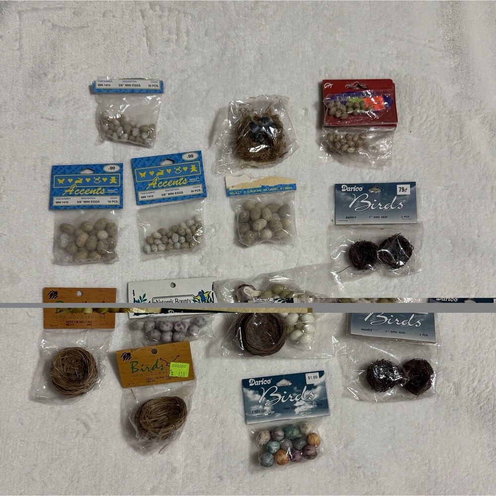 Lot Vintage Packages Dollhouse Miniature Eggs Nests Chicken Hen Kitchen Craft